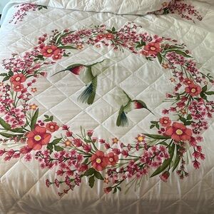 King size bedspread floral and hummingbirds.  NO SHAMS